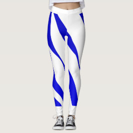 Blauwe strepen op witte peiling leggings