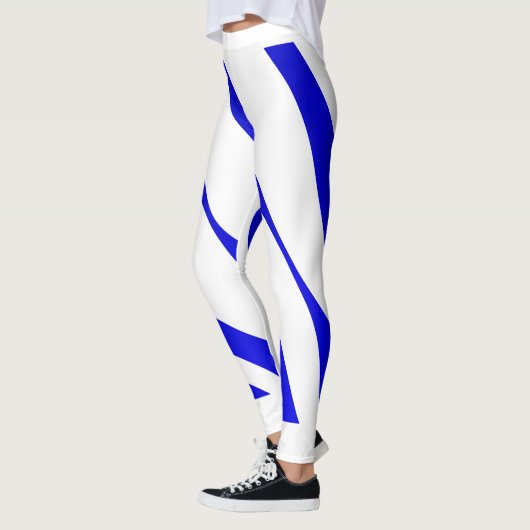 Blauwe strepen op witte peiling leggings (Links)