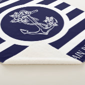 Blauwe strepen patroon met automatische kantelvera sherpa deken (3/4)