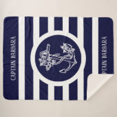 Blauwe strepen patroon met automatische kantelvera sherpa deken (Voorkant (horizontaal))