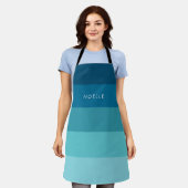 Blauwe strepen patroon schort (Gedragen)