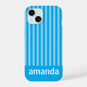 BLAUWE STREPEN PERSOONLIJKE NAAM STIJLVOOL MODERN iPhone 15 CASE