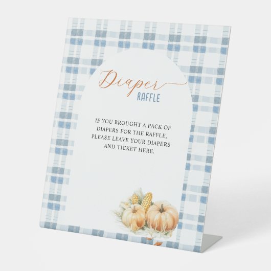 Blauwe Strepen Pompoen Luier Raffle Reclamebord Met Voetstuk (Voorkant)