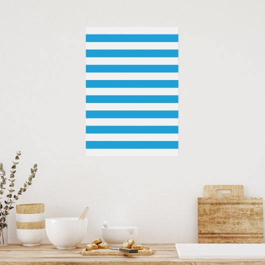 Blauwe strepen poster (Keuken)