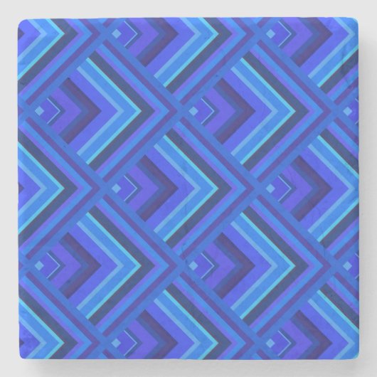 Blauwe strepen schaalpatroon stenen onderzetter (Voorkant)