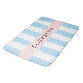 Blauwe strepen, streeppatroon, lijnen, Jouw naam Badmat (Gekanteld)