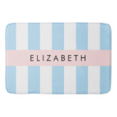 Blauwe strepen, streeppatroon, lijnen, Jouw naam Badmat (Voorkant)