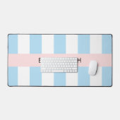 Blauwe strepen, streeppatroon, lijnen, Jouw naam Bureaumat (Keyboard & Muis)
