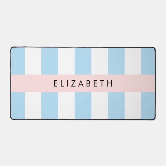 Blauwe strepen, streeppatroon, lijnen, Jouw naam Bureaumat (Voorkant)