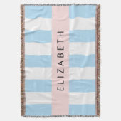 Blauwe strepen, streeppatroon, lijnen, Jouw naam Deken (Voorkant Verticaal)