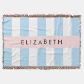 Blauwe strepen, streeppatroon, lijnen, Jouw naam Deken (Voorkant)