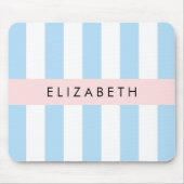 Blauwe strepen, streeppatroon, lijnen, Jouw naam Muismat (Voorkant)