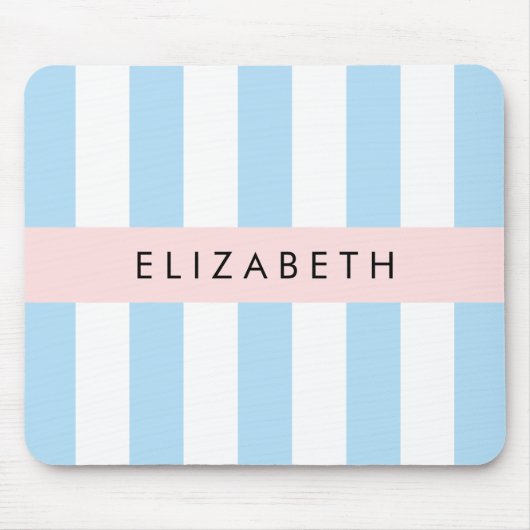 Blauwe strepen, streeppatroon, lijnen, Jouw naam Muismat (Voorkant)