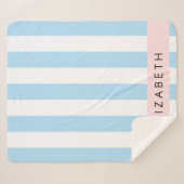 Blauwe strepen, streeppatroon, lijnen, Jouw naam Sherpa Deken (Voorkant (horizontaal))