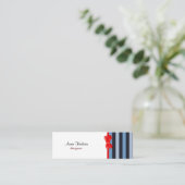 Blauwe strepen, strips, strips, strips, lijnen mini visitekaartje (Staand voorkant)