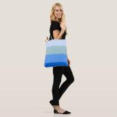 Blauwe strepen tote bag (Op model)