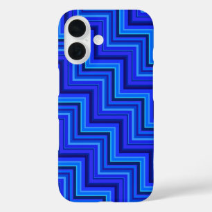 Blauwe strepen trappenpatroon iPhone 16 hoesje