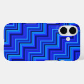 Blauwe strepen trappenpatroon Case-Mate iPhone case (Achterkant (horizontaal))