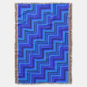 Blauwe strepen trappenpatroon deken (Voorkant Verticaal)