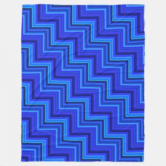 Blauwe strepen trappenpatroon fleece deken (Voorkant)