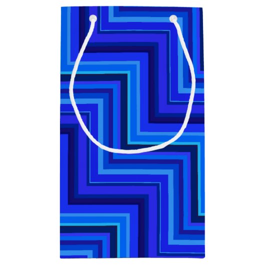 Blauwe strepen trappenpatroon klein cadeauzakje (Achterkant)