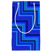 Blauwe strepen trappenpatroon klein cadeauzakje (Voorkant)