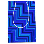 Blauwe strepen trappenpatroon medium cadeauzakje (Voorkant)