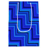Blauwe strepen trappenpatroon medium cadeauzakje (Achterkant)