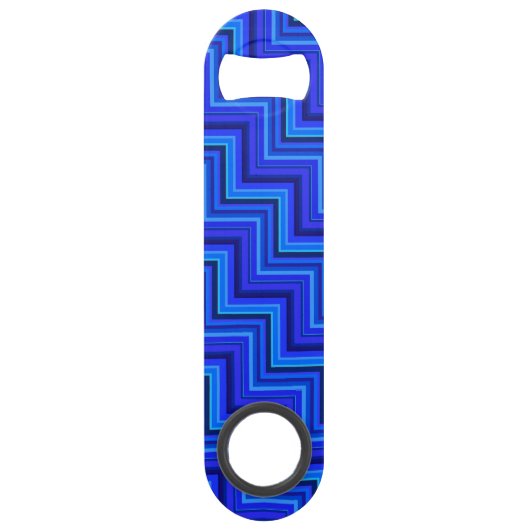 Blauwe strepen trappenpatroon speed flessenopener (Voorkant)