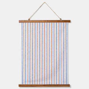 Blauwe strepen van bruin en marineblauw hangend wandkleed