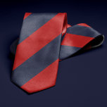 Blauwe strepen van rood en marineblauw stropdas<br><div class="desc">Stijlvol staafpatroon in vette en klassieke kleuren die perfect zijn voor de kantoor of een nacht in het centrum.</div>