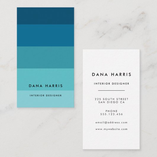 Blauwe strepen verticaal visitekaartje (Voorkant / Achterkant)