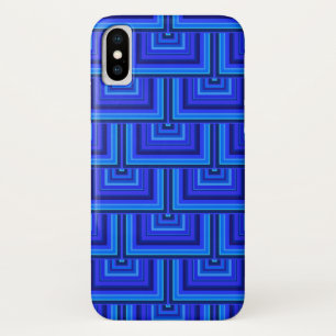 Blauwe strepen vierkant schalen patroon Case-Mate iPhone case