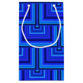 Blauwe strepen vierkant schalen patroon klein cadeauzakje (Achterkant)