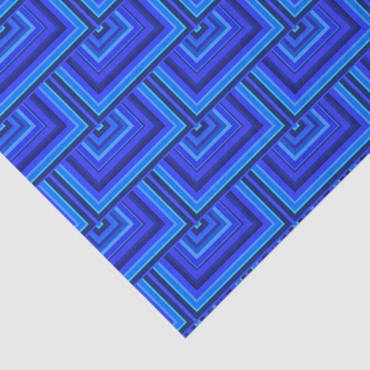 Blauwe strepen vierkant schalen patroon tissuepapier (Detail)