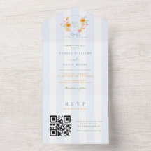 Blauwe Strepen Wapen Boog Monogram Lente Bruiloft