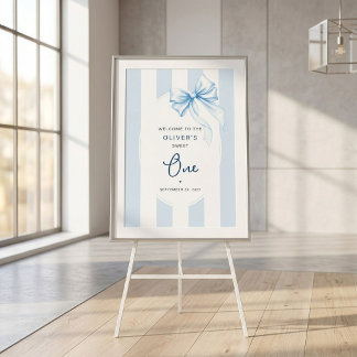 Blauwe Strepen & Waterverf Lint Zoete Eerste Verja Poster