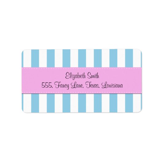 Blauwe strepen, witte strepen, gestreept patroon etiket (Voorkant)
