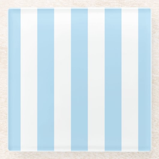 Blauwe strepen, witte strepen, gestreept patroon glazen onderzetter (Voorkant)