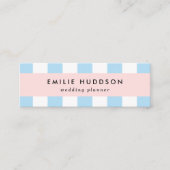 Blauwe strepen, witte strepen, gestreept patroon mini visitekaartje (Voorkant)