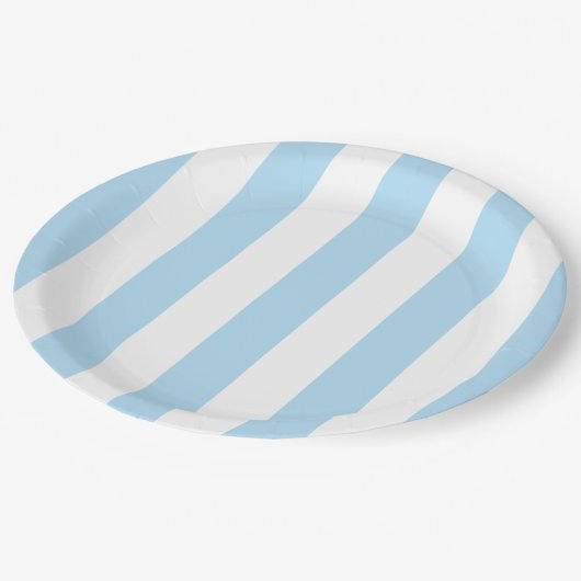 Blauwe strepen, witte strepen, gestreept patroon papieren bordje (Gekanteld)
