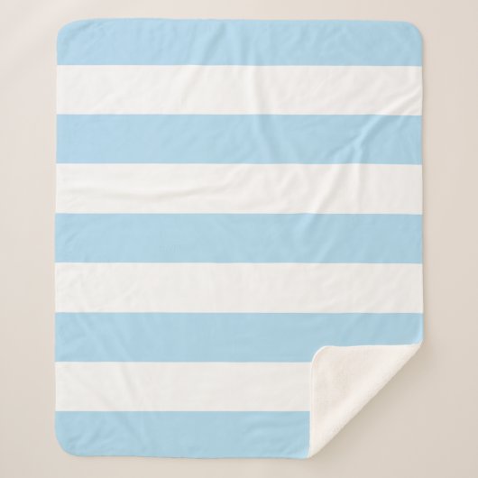 Blauwe strepen, witte strepen, gestreept patroon sherpa deken (Voorkant)
