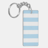 Blauwe strepen, witte strepen, gestreept patroon sleutelhanger (Voorkant Links)