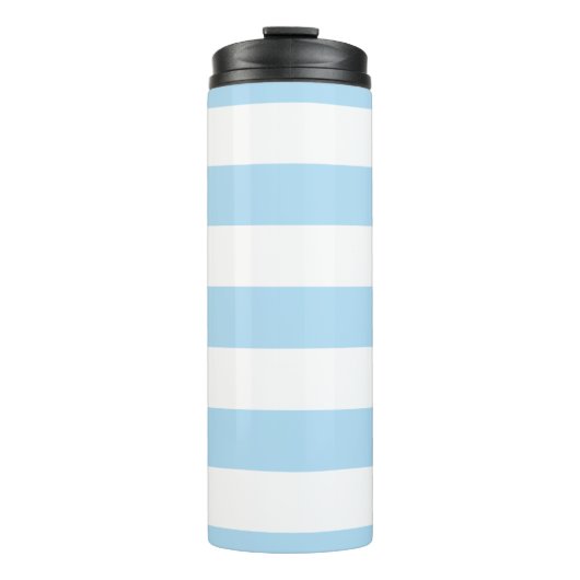 Blauwe strepen, witte strepen, gestreept patroon thermosbeker (Voorkant)