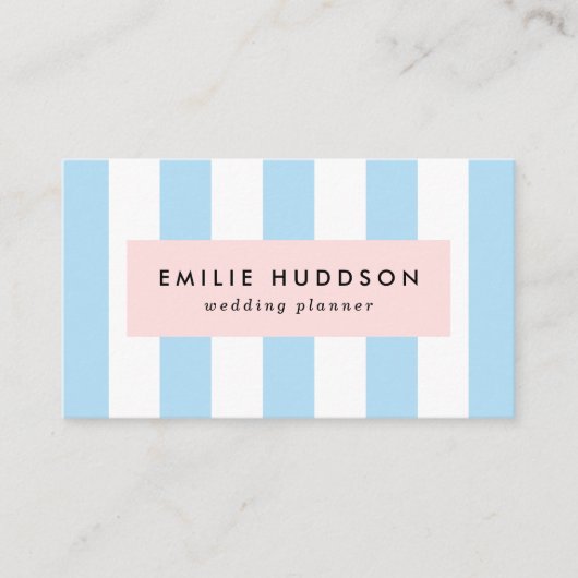Blauwe strepen, witte strepen, gestreept patroon visitekaartje (Voorkant)