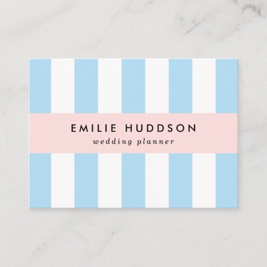 Blauwe strepen, witte strepen, gestreept patroon visitekaartje (Voorkant)