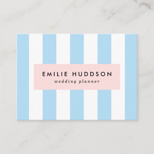 Blauwe strepen, witte strepen, gestreept patroon visitekaartje (Voorkant)