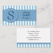 Blauwe strepen, witte strepen, gestreept patroon visitekaartje (Voorkant / Achterkant)