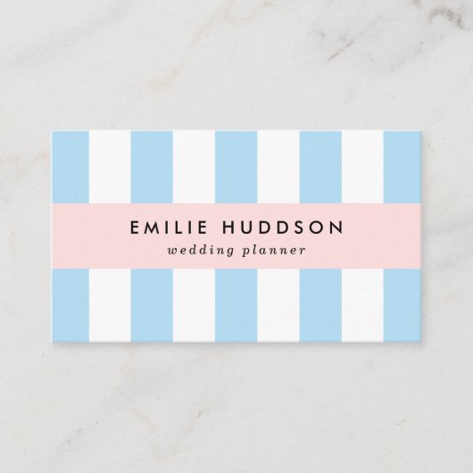 Blauwe strepen, witte strepen, gestreept patroon visitekaartje (Voorkant)