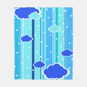 blauwe strepen wolken stippen fleece deken